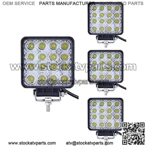 SeeSoon Barra de luz LED, 4 Piezas de 48W, Vainas de luz LED,Luces LED cuadradasLuces TodoterLuces LED aptas para Camiones Vehculo TodoterATV SUV UTV 4WD Jeep Barco Tractor/Spot (4)