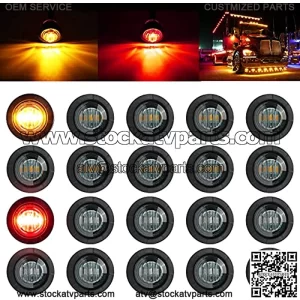 Luces LED redondas de 3/4 pulgadas para marcador lateral delantero y trasero, luz trasera impermeable para remolque, camin, coche, autobs, furgoneta, camioneta, RV, Wrangler, ATV, UTV (20 piezas de