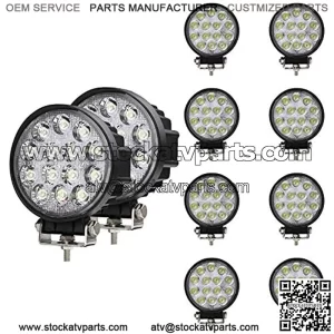 Barra de luz LED de trabajo, 10 piezas de 4.5 pulgadas, 42 W, luz de inundacin redonda para todoter, antiniebla, barra de techo, parachoques para ATV, UTV, SUV, camin, barco, tractor