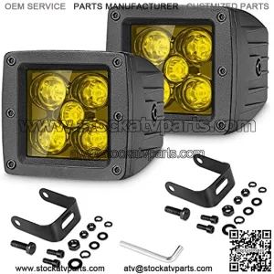 SWATOW INDUSTRIES - 2 piezas de 50 W de 3 pulgadas, luces LED todoter, luces antiniebla LED amarillas, luces de conduccin de 3 x 3 pulgadas, luz de trabajo cuadrada para camin, todoter, ATV,