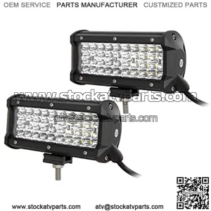 Barra de luz LED, 2 piezas de 7 pulgadas 120 W Quad Row Spot LED Offroad Driving Work Lights Fog Lamp Boat Lights para 4x4 4WD Truck ATV UTV SUV Vehculos 12V 24V