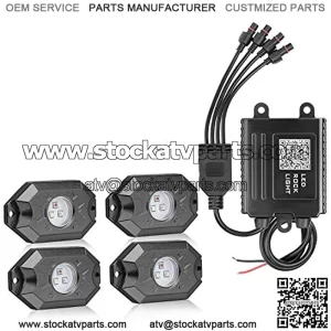 Kit de luces LED RGB, Auto Power Plus 4 cpsulas, luz de nen multicolor con control Bluetooth, temporizador, intermitente, modo de msica, luces LED subterrneas para camin, UTV, ATV, coche, barco,