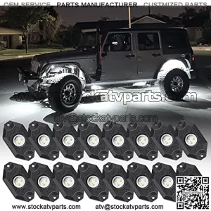 OPP ULITE 16 luces LED blancas de roca, impermeables, a prueba de golpes, para Jeep Offroad UTV ATV ZRZ SUV Auto 4x4 coche barco (16 piezas blancas)
