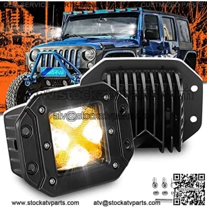 Luces antiniebla LED de montaje empotrado, haz combinado de luces antiniebla todoter, forma de X 01-02, barra de luz DRL mbar sper brillante, ajuste UTV, ATV, SUV, carrito de golf, camiones, tra