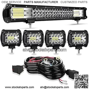 Barra de luz LED TURBO SII de 20 pulgadas 288 W + luces antiniebla LED de 4 pulgadas + cableado para Jeep Truck SUV ATV UTV Polaris RZR Boat