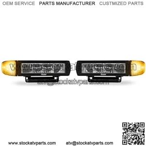 Snow Plow Lights [Heated Lens] Anti Freeze/Anti Icing Function LED Combination Head Light Kit for Heavy-Duty ATV Snow Plow, Truck Snowplow Road Side Safety Universal Snow Thrower Accessories