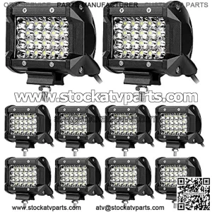 LED Pods, 10PCS 4 Inch 72W LED Light Bar, 12000LM Spot Flood Combo Off Road Light Triple Row LED Work Light Driving Fog Lamps for Pickup Truck Jeep ATV UTV SUV Boat Light