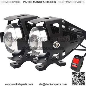 U5 Motorcycle Headlight, Waterproof CREE LED Motorcycle Lights Bulb Fog Headlights LED Driving Light for Bicycle Motorcycle Boat Truck ATV Headlight Travel Camp (Black 3 Modes, 2PCS)