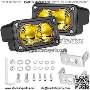 LED Pods, AKD Part 3 inch LED Driving Light 40W Spot LED Pods Light Off Road LED Work Light Yellow LED Bumper Lights Fog Light 2 Pack for Truck Motorcycle Pickup UTV ATV SUV Boat