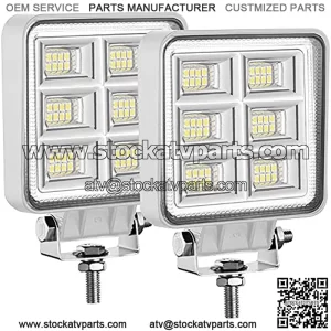 LED Boat Lights, Adzoon 2 Pcs 4 Inch Waterproof Flood Test Deck/Dock Marine Lights Square White LED Work Light for Pontoon Fishing Truck Car SUV ATV UTV Motorcycle 4WD