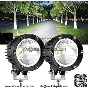 4" Round LED Light Pods Auxbeam 2PCS Round Offroad Lights 72W Spot Beam Driving Light Bar Bumper Light Round Fog Light Spotlights with 10FT Wiring Harness for Pickup Truck ATV UTV SUV Boat Jeep