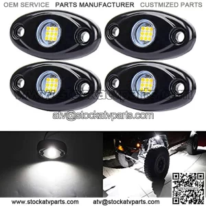 White LED Rock Lights, 4 Pods Neon 12V Waterproof Underglow Underbody Kit Crawler Crawling Dome Exterior Wheel Lights for ATV RZR UTV SUV Off-Road Auto Boat Motorcycle Glow Trail Rig Fender Lamp