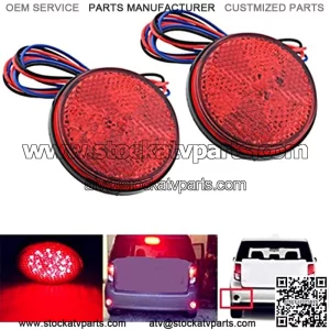 2X Weatherproof Red 24 LED Round Reflector Rear Tail Brake Stop Marker Light Lamp Truck Trailer RV ATV UTV (Red)