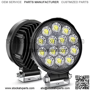 LED Pods 2Pcs 4.5Inch 42W 4200LM Round Flood Light Off Road Lights Fog Lights Driving Roof LED Light Bar Work Light for ATV UTV SUV Truck Boat (15017C-B) , White