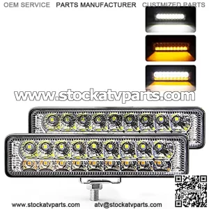 6 Inch LED Light Bar Slim Pods White with Amber Turn Signal DRL Spot Small Fog Driving Rear Reverse Work Light Mount for Truck Jeep Off-road ATV UTV Golf Cart Car Trailer Exterior (2 Pack)