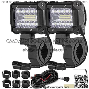 4INCH 60W 3-Row Offroad Led Work Light Bar Driving Wiring Harness Switch KIT/COMBO, Spot/Flood/Combo Lightbar Waterproof 12V 24V with Mounting Bracket 1"/1.5"/1.75"/2" For 4x4 ATV UTV