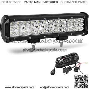 12 Inch LED Light Bar 180W Tri-Row Work Lights Spot Flood Combo Beam Driving Fog Lamp w/ Wiring Harness, Fit for Off Road Truck Car Jeep Boat SUV ATV UTV Pickup