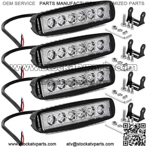 LED Light Bar 4PCS 18W 6 Inch Flood LED Work Light Pods Single Row Off Road Led Light Driving Light Fog Light Boat Light Waterproof SUV ATV 4WD Car Truck Golf Cart 12V 24V