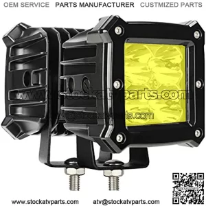 Yellow Led Pods Light Bar C 3.4 Inch 40W Square Work Driving 12V/24V Fog Cube Light Waterproof Spot Beam for Truck Pick-up Boat Off-road ATV UTV Golf Cart Trailer 4X4 Motorcycle (Pack of 2)