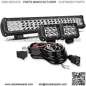 20 in LED Light Bar W/2pcs Spot Pods Cubes Switch Harness for Tractor Boat Utv Golf Cart Ford Polaris RZR Ranger Honda ATV Gmc Yukon Pickup Tacoma Am Commander 4Wheeler Yamaha Suburban