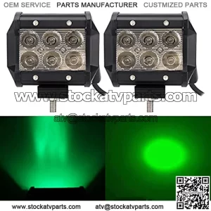 Green Led Driving Hunting Lights 18W 4" Spot Light Bar Pod for Off-Road Pick-up Van Boat Tractor Fishing Hunting Deck Trailer Navigation Waterproof Lighting 12V 24V 2pcs