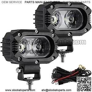 4 Inch LED Light Pods 60W Broad Flood White LED Offroad Driving Light Fog Light 12D Corrugated Lens Led Lamp with Off Road Wiring Harness for Wrangler Truck Pickup SUV ATV UTV (2 Pcs)