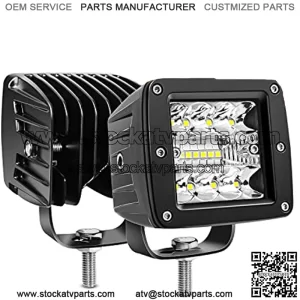 2PCS 3Inch 42W LED Cubes Upgraded Spot Flood Combo Beam Square LED Pod Light Driving Fog Light for Offroad Pickup Trucks Jeep ATV UTV SUV (14025C-B)