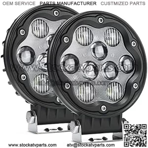 2Pcs 4.7 Inch 27W Round LED Light Pods, 2335lm Spot Flood Combo Beam Off Road Driving Lights White Light