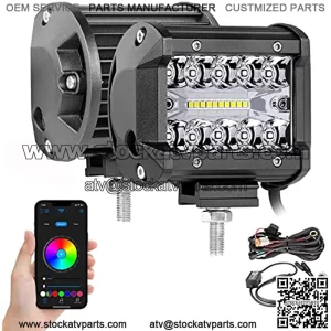 4 Inch RGB LED Pods, SWATOW INDUSTRIES 2PCS RGB LED Pod Lights Color Changing Light Bar RGB LED Cube Lights Multicolor Light Bar RGB Driving Lights Waterproof RGB Fog Lights for Truck UTV SUV RZR Boat