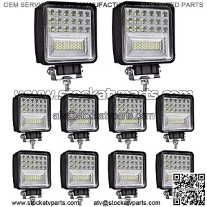 LED Light Pods, 4inch 126W Square LED Work Light, Spot & Flood Light Off Road Light, Led Fog Light Truck Light Driving Light Boat Light for Truck Pickup Jeep SUV ATV UTV Waterproof (10 Pack)