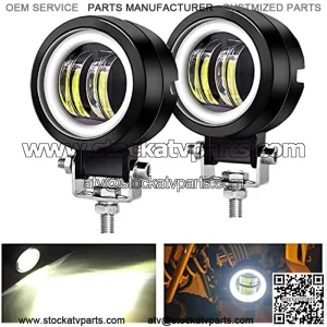 3inch LED Motorcycle Driving Lights 60W 6000K Auxiliary Spotlights with DRL/Angel Eye Off Road Light Pod 6000lm LED Fog Work Light for Motorcycle Truck SUV UTV ATV Tractor, 2Pcs