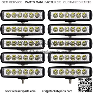 10pcs 18W 6 Inch LED Work Light Spot Beam Single Row LED Light Bar 12V 24V Super Slim Offroad Driving Lights Fog Lamps for Truck Tractor Boat 4x4 Car SUV ATV