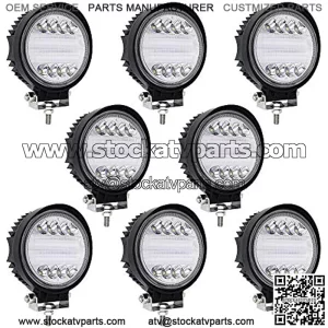 LED Light Bar Turboo 8pcs 4 inch 96w Round LED Offroad Light Pods Spot Flood Combo Work Light Off Road Driving Light Fog Lights Waterproof for Trucks Jeep ATV UTV SUV Pickup Boat