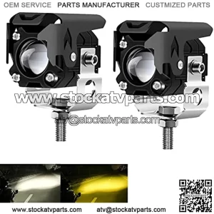 Motorcycle LED Driving Fog Lights 60W 6000lm Amber/Yellow White Dual Color Auxiliary Spot Lights Offroad Work Lights Pod for Motorcycle Truck SUV ATV E-Bike Tractor, 2 Packs