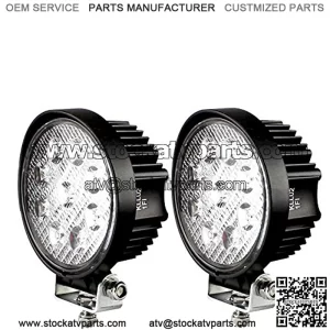 LED Pods Spot Flood Light 4" 27W Round Work Light 6000K for Tractor Bulldozer UTV Golf Cart Boat Off Road Truck Jeep SUV ATV - Voltage Automotive (2x Flood Light)