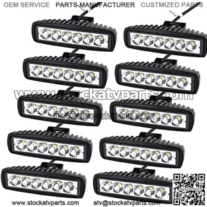 10 Pcs 6 inch 18W Spot LED Work Light Bar Off Road Car Driving Lamp for Jeep Cabin Boat SUV Truck Car ATV Vehicles Marin (18W,6000K)