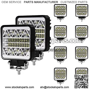 4 Inch Trucks LED Work Lights for Tractor10Pcs Square Ph-iLip LED Light Pods 15000LM Spot Flood Combo Off Road Driving LED Light Bar Waterproof for Truck Tractor UTV ATV Golf Cart