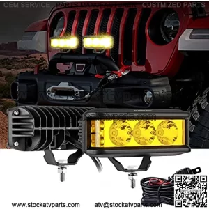 5inch 68W Amber Fog Light Side Shooter LED Light Bar with Golden Yellow Spot Flood Combo Beam, Waterproof Offroad Fog Light for UTV ATV Jeep Wrangler Motor Truck Boat