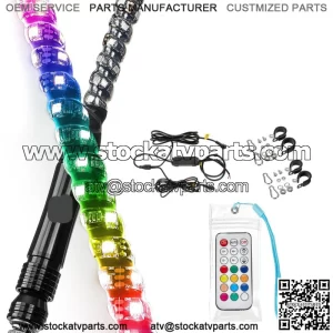 366 modes 2PC 3FT Whip Lights LED Spiral Lighted w/Flags Remote ATV UTV