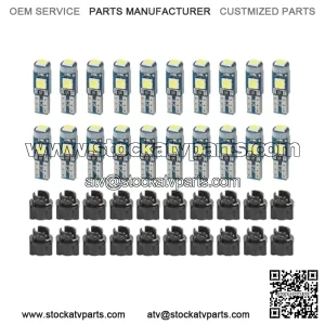 20Pcs T5 LED Bulbs,Dash Lights Super Bright Light,Dashboard Lights LED Bulb with Twist Lock Socket,Car Accessories 3030-3SMD High Light Bulb for Car Map Vanity Mirror Glove Box (white)