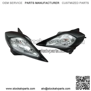 2 x Headlights + bulbs + plastic surround + socket Yamaha YFZ450 Raptor 700 700R
