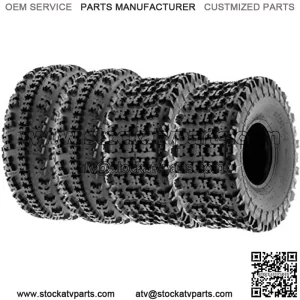 Set of 4 22x7-10 Front & 22x10-9 Rear ATV UTV Knobby Sport Tires,6 PR Tubeless A027