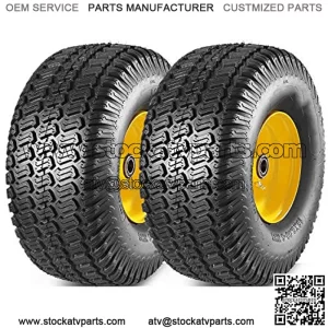 2 Pcs Lawn Mower Tires 15x6.00-6 with Wheel for Riding Mowers, 3" Offset Hub Long with 3/4" bearings