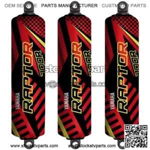 Red Black & Yellow Shock Covers for Yamaha Raptor YFM700 New Model [2025]