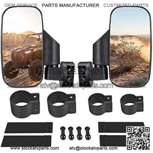 UTV Side Mirrors with 1.75" -2" Roll Bar Cage, UTV Mirrors 360 Degree Adjustable SXS Mirrors Compatible with Polaris RZR Kawasaki Teryx Mule Pioneer Yamaha Rhino YXZ