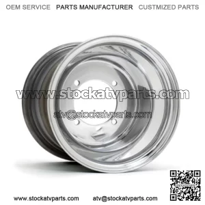 DWT Polished ATV Rear Wheels Rims PAIR 10" 10x8 3+5  4/4 Bolt Pattern (For: Polaris)