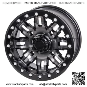 Tusk Teton Beadlock Wheel 15x10 5.0 + 5.0 Gun Metal/Black 4/156 Lug Pattern (For: Polaris)