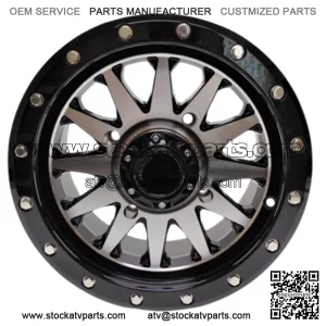 QuadBoss Wagon Wheel 14x7 4+3 Offset 4/156 Black/Machined RT-GW106147156BMA (For: Polaris)