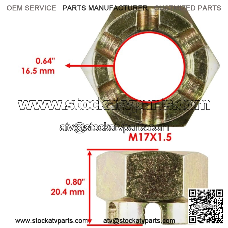 2x Rear Axle Castle Nut w/ Pin Polaris Sportsman 400 4x4 1993-1996 / 400L 1997 - Image 2