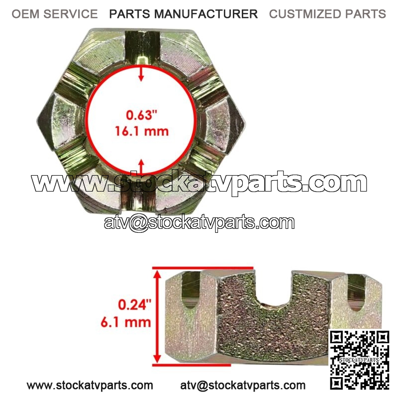 Front or Rear Axle Castle Nut for Polaris 7547406 M18x1.5x13 (For: Polaris Sportsman 570) - Image 2